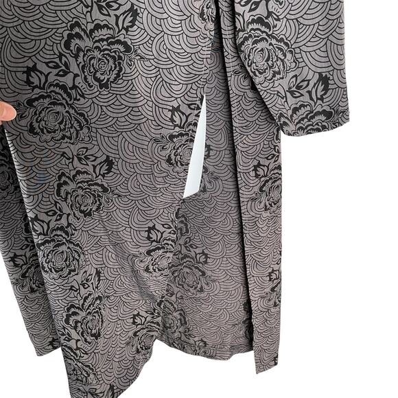 Vintage SG Sport Collection Dress 2X Gray Floral Cover-up Topper Metal Buttons - Picture 5 of 10